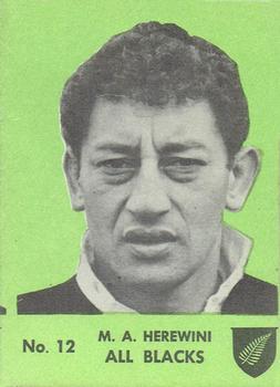 1968 Playtime Rugby Gum Famous Rugby Players - Green #12 Mack Herewini Front